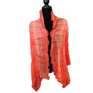 Anis. A Pink Orange Lace Eyelet Waterfall Kimono Cardigan Size Large